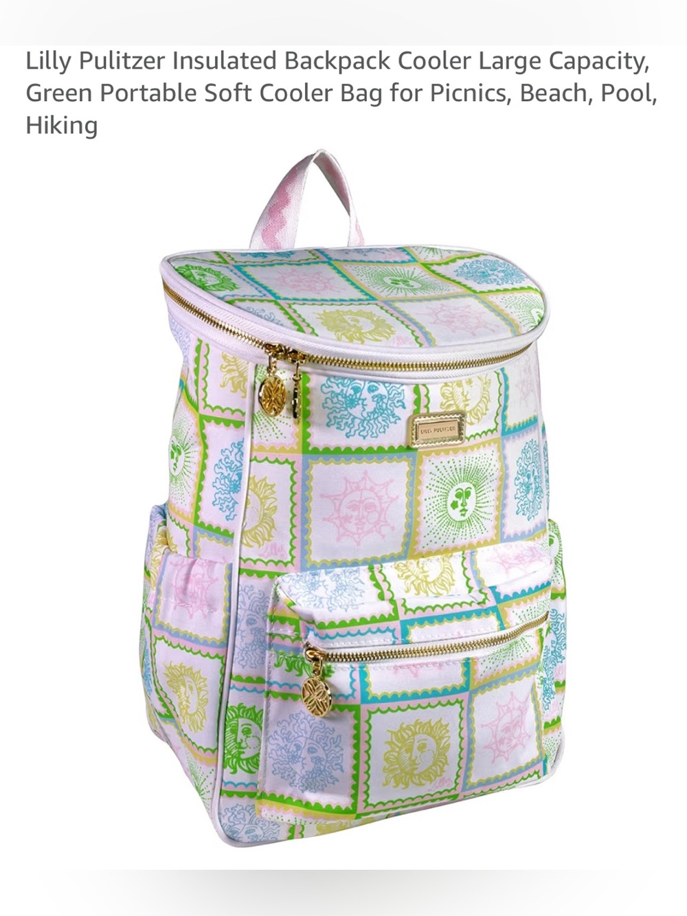NWT Lilly Pulitzer insulated backpack cooler, large capacity, Sun Tiles pattern